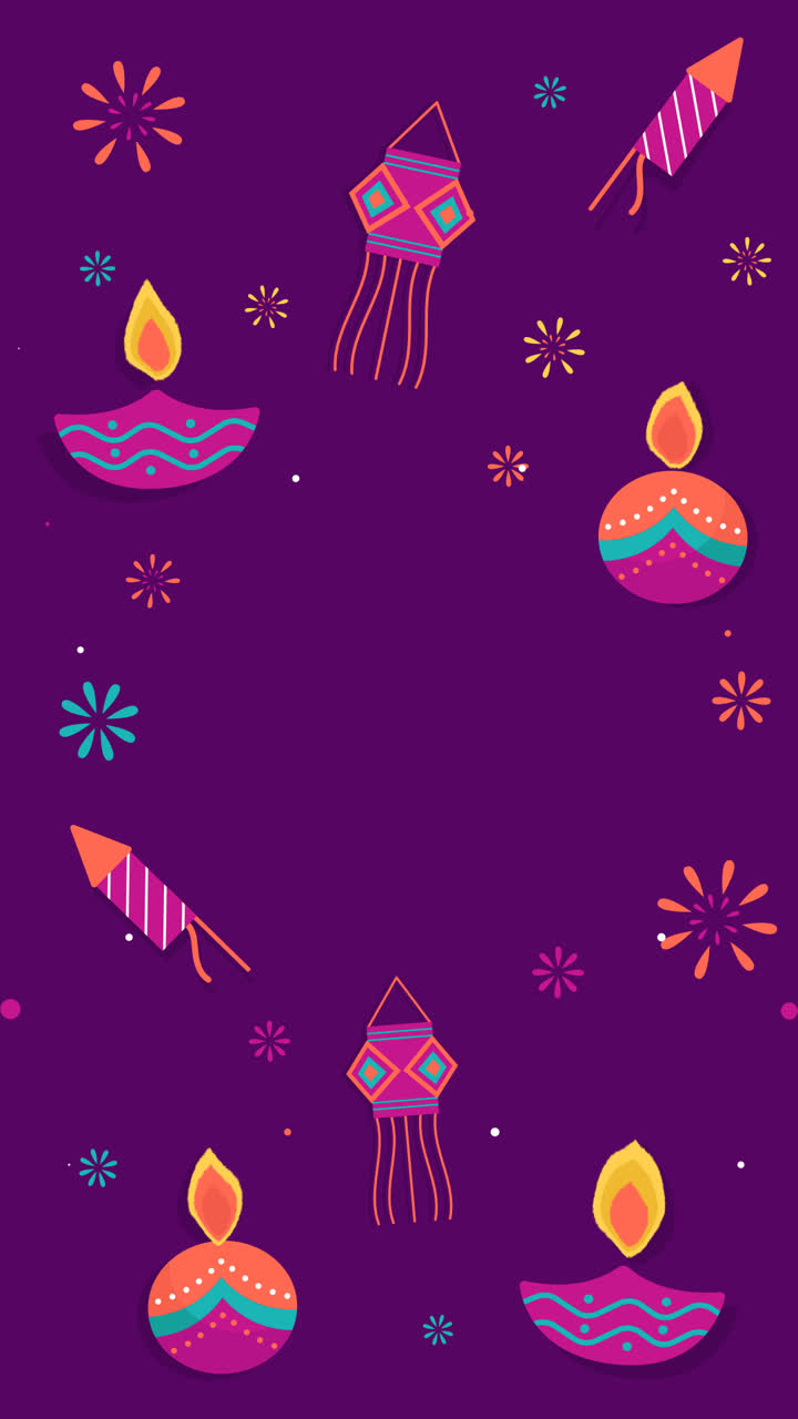An animation of Diwali concept with flat design background