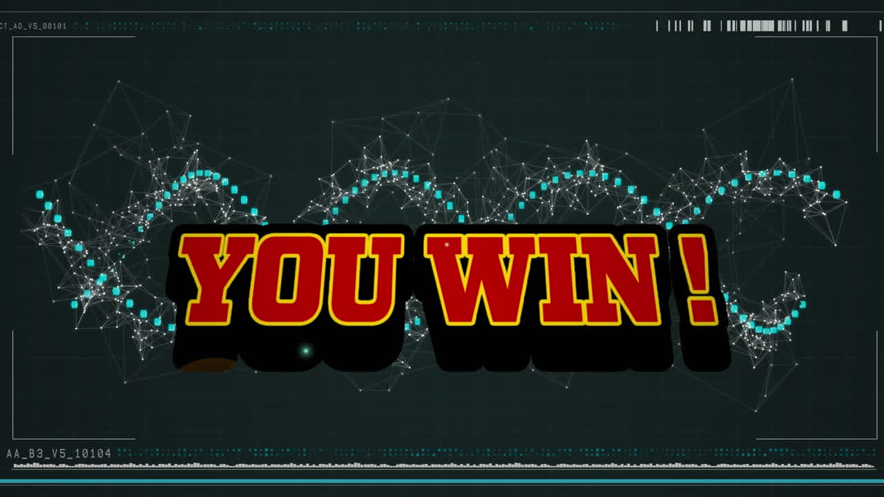 연결의 회전하는 초록색 네트워크를 통해 텍스트를 이기는 애니메이션