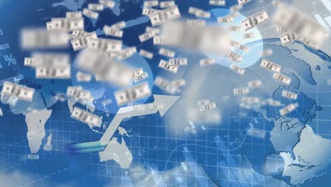 dollar bills flying upwards