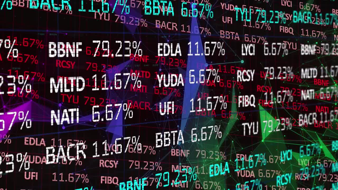 animación del procesamiento de datos financieros sobre las estadísticas