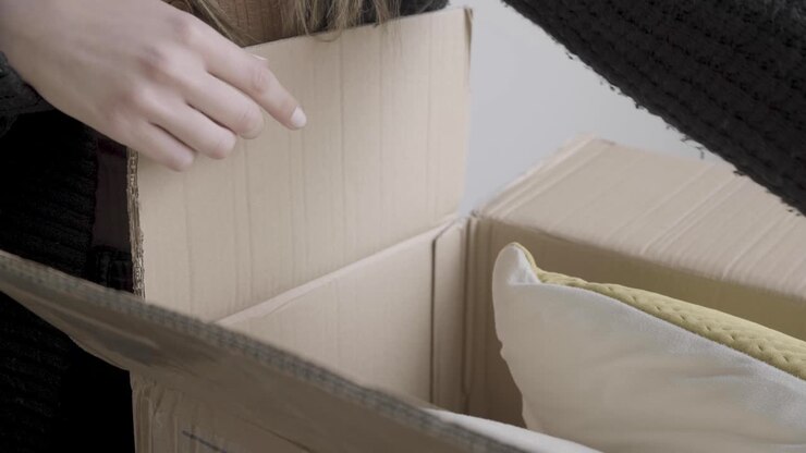 Woman unboxing