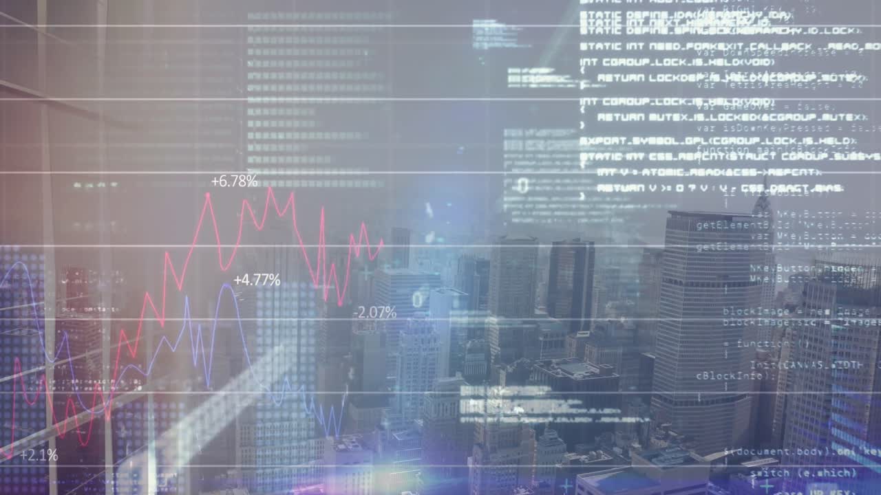 animación del procesamiento de datos sobre el paisaje urbano