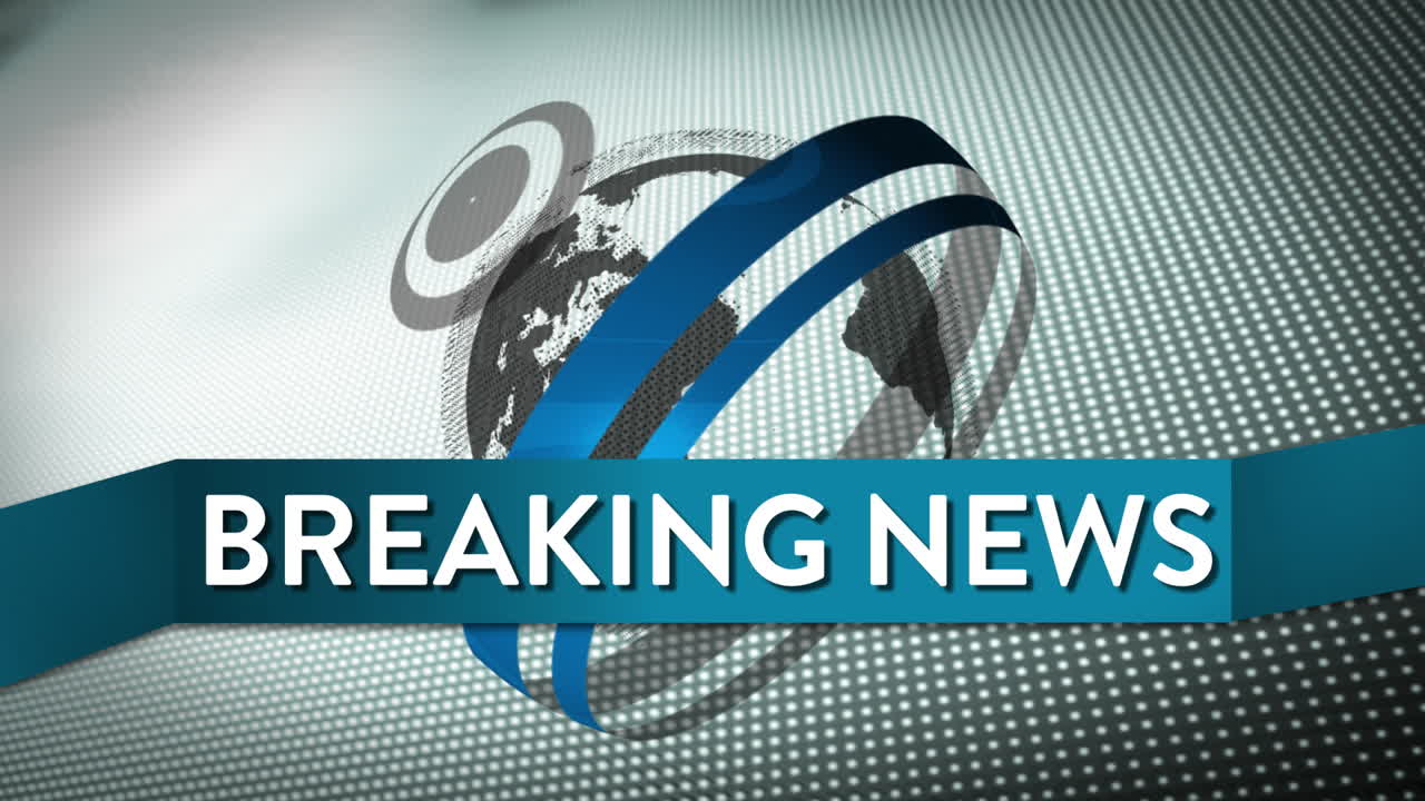 animación de palabras de noticias de última hora escritas en un estandarte con globo