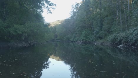 calm waters of the wissahickon creek, leaves