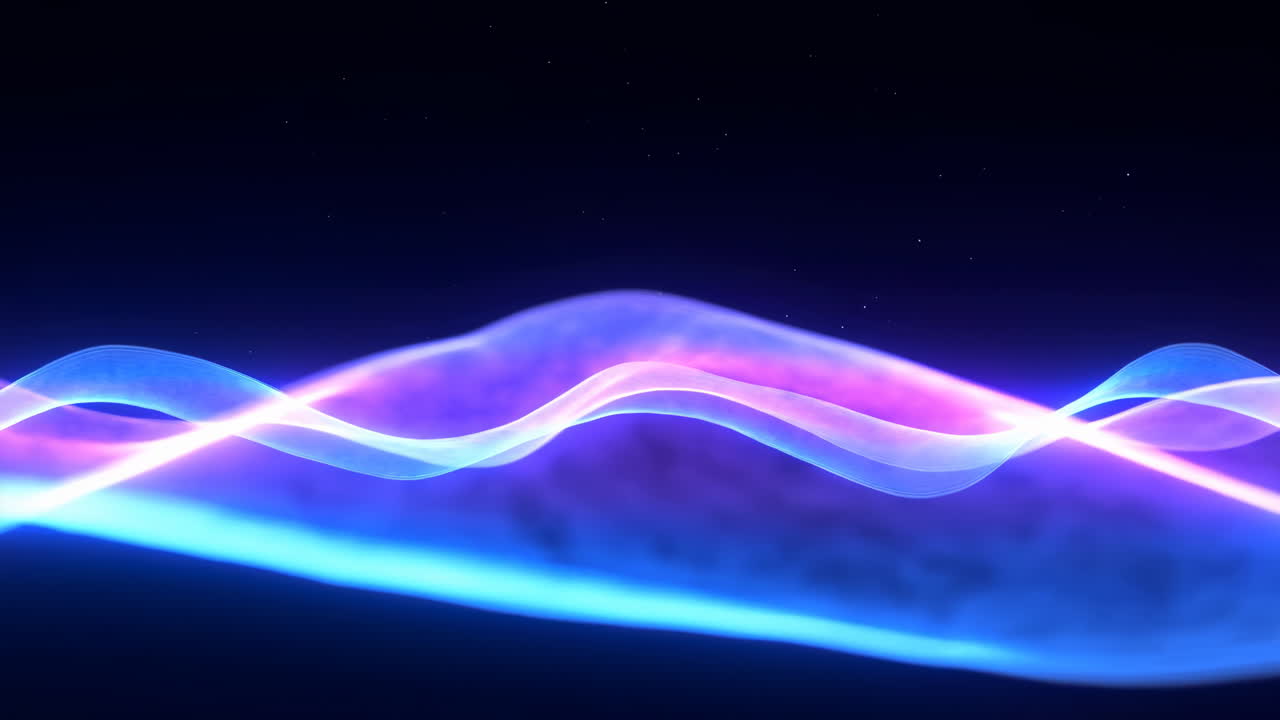 Abstract Glowing Blue and Purple Waves Flowing on Dark Background