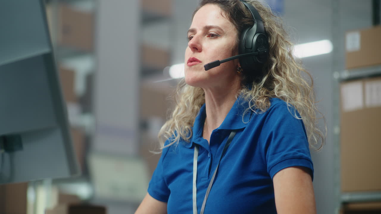 trabajador de almacén en una llamada