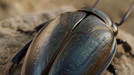 close-up of an intricately patterned beetle