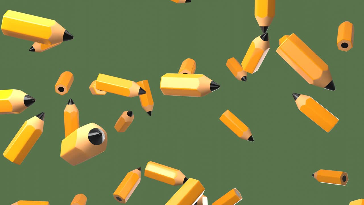 Pencils on olive green background.