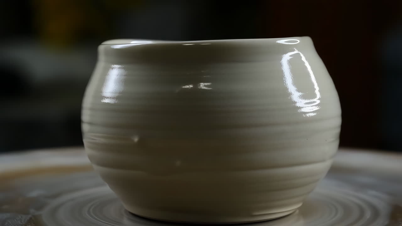 Handmade Ceramic Pot on a Pottery Wheel