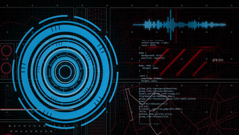 animación del procesamiento de datos sobre el escaneo del alcance