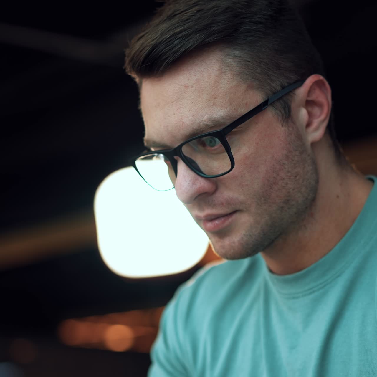 Young handsome businessman in glasses. Lifestyle professional man in casual cloth