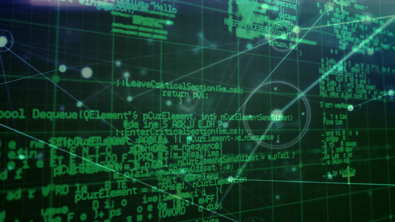 animación de la red de conexiones y datos diversos en el espacio digital