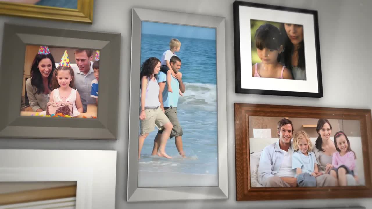 montaje de familias divirtiéndose juntas