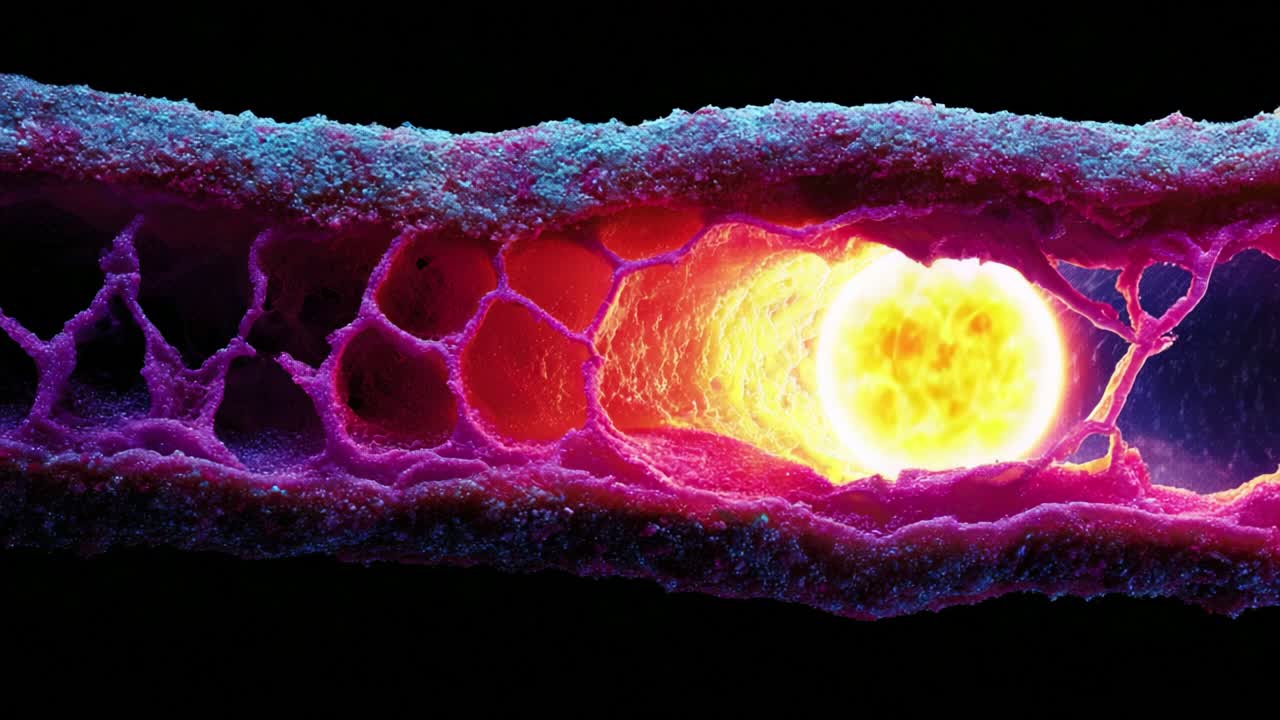 A Stunning Visual Journey Through the Microcosm: Exploring the Captivating Beauty and Complexity of Cellular Structures Within a Colorful Biological Environment