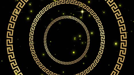 animación de círculos brillantes y manchas de luz amarilla sobre fondo negro.