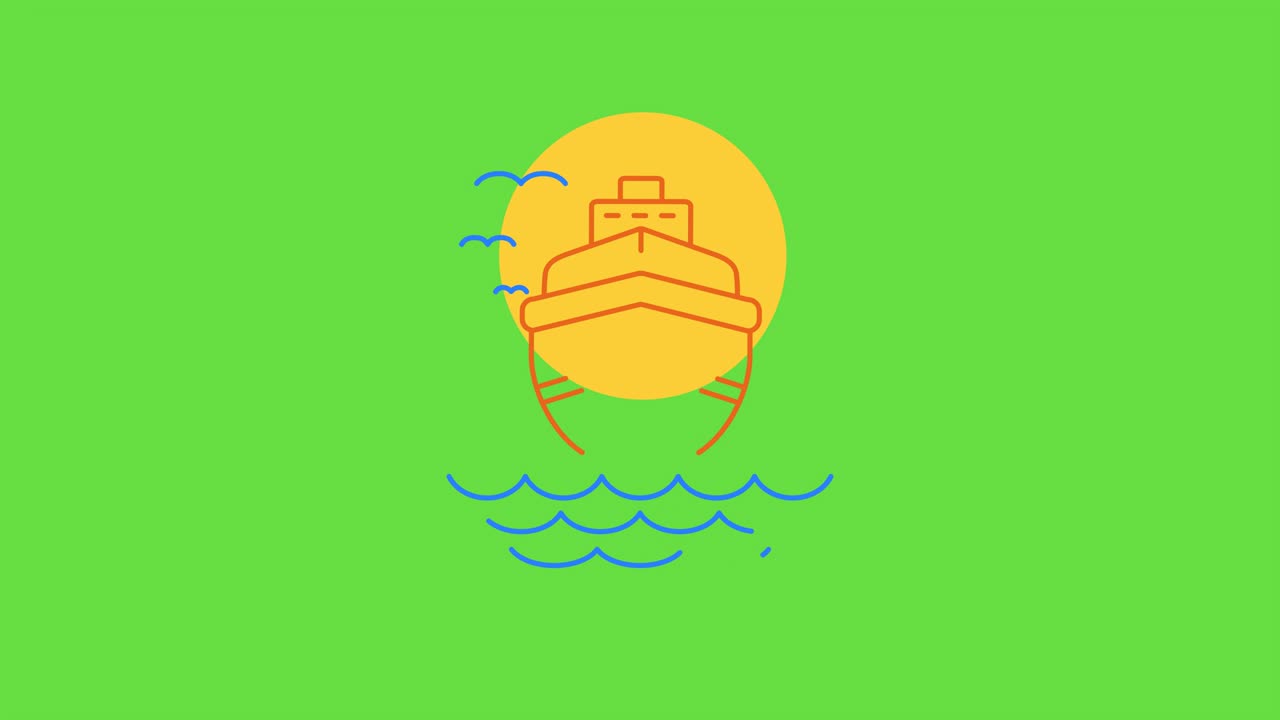 녹색 배경의 만화 배 스케치의 4k 비디오.