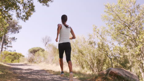 mujer corriendo en el campo