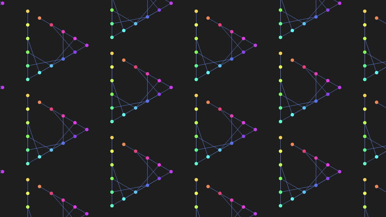 삼각형 환상 검은 바탕에 다채로운 점 패턴