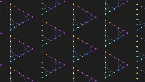 Triangular-illusion-colorful-dot-pattern-on-black-background