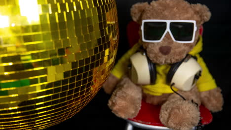 teddy bear dj with disco ball