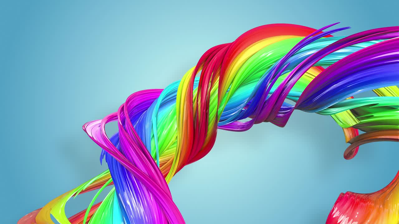 fondo sin costuras abstracto con cintas multicolores. las rayas del arco iris se mueven en círculo y se tuercen. 3
