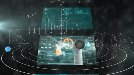 Animación-De-Pantallas-Con-Procesamiento-De-Datos-Sobre-Ecuaciones-Y-Sistema-Solar.