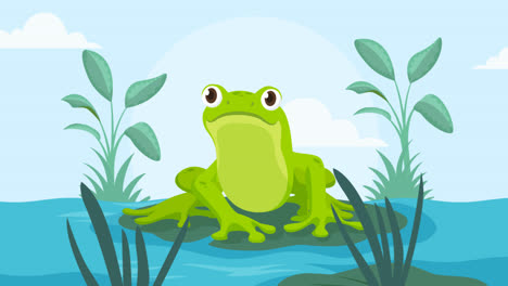 Eine-Animation-Einer-Organischen-Flachen-Froschillustration