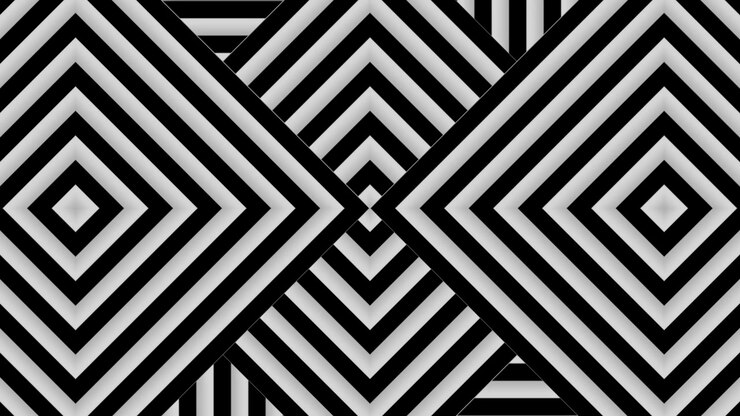 Dynamic Optical Illusion with Moving Black and White Geometric Shapes