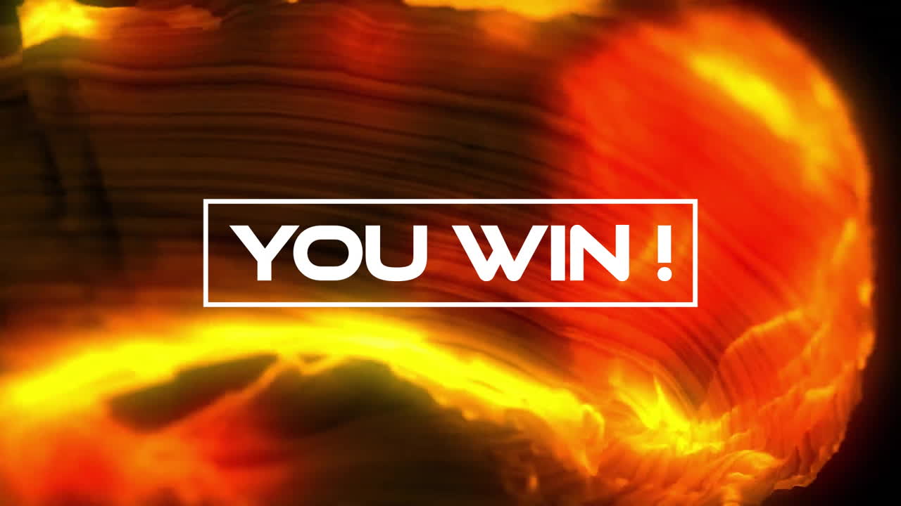 검은색 배경의 빨간색 모양 위에 텍스트를 이기는 애니메이션