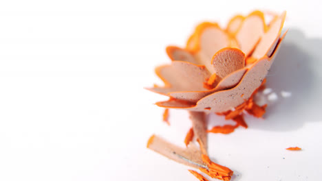 Yellow-color-pencils-shavings-on-a-white-background