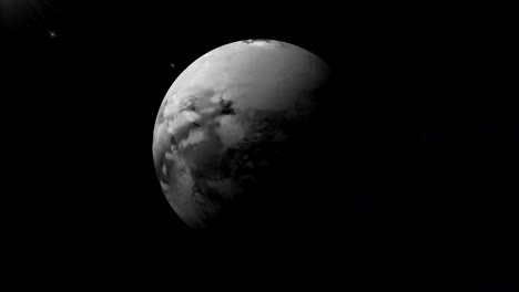 titan, saturn's moon, rotating in its own orbit in the outer space. loop