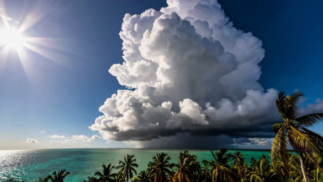 massive storm clouds over tropical paradise