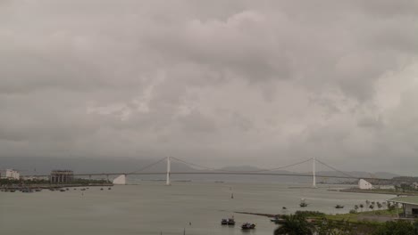 cloudy weather view of a bridge over water