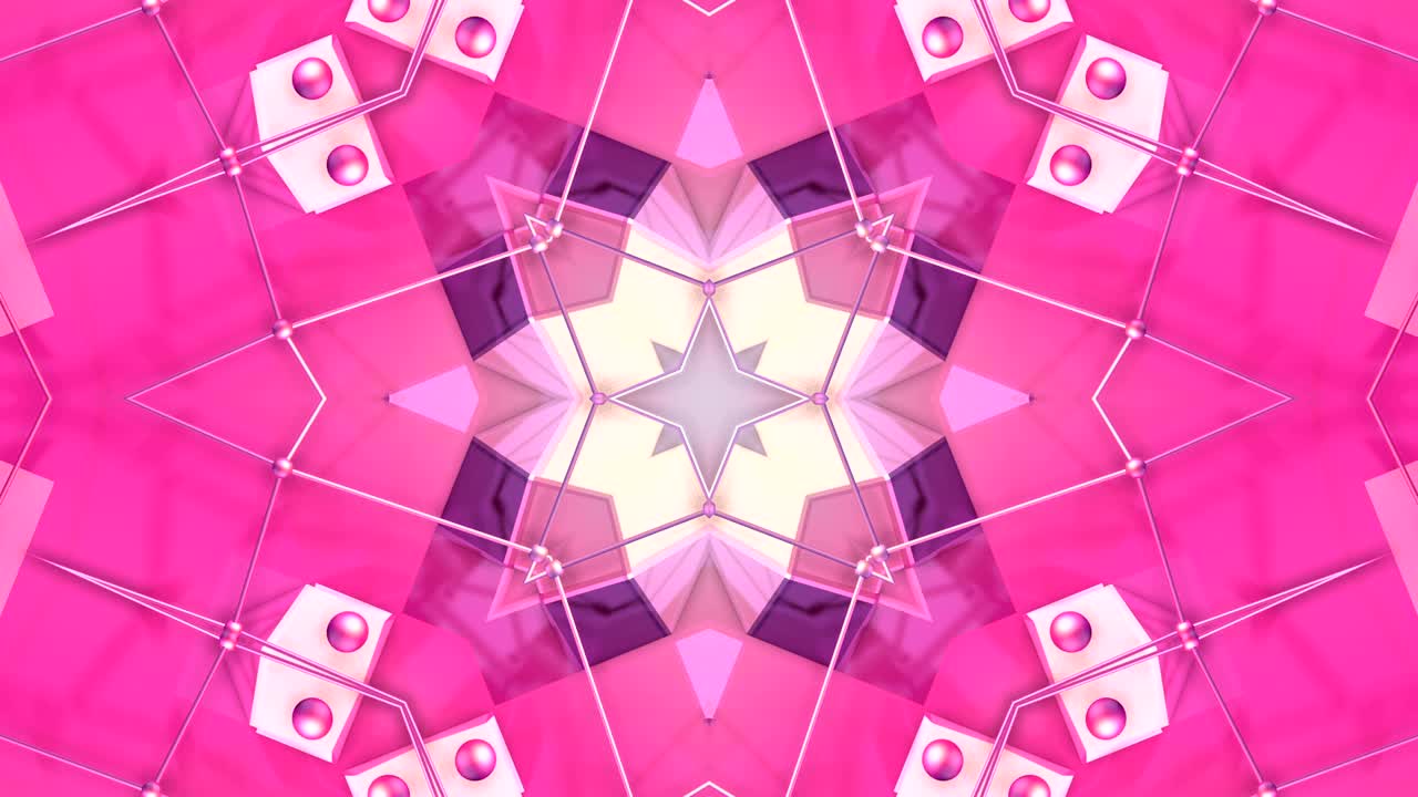 4k에서 움직이는 스테인드 글래스 또는 칼레도스코프 효과로 빨간색 낮은 폴리 기하학적 추상적인 배경.