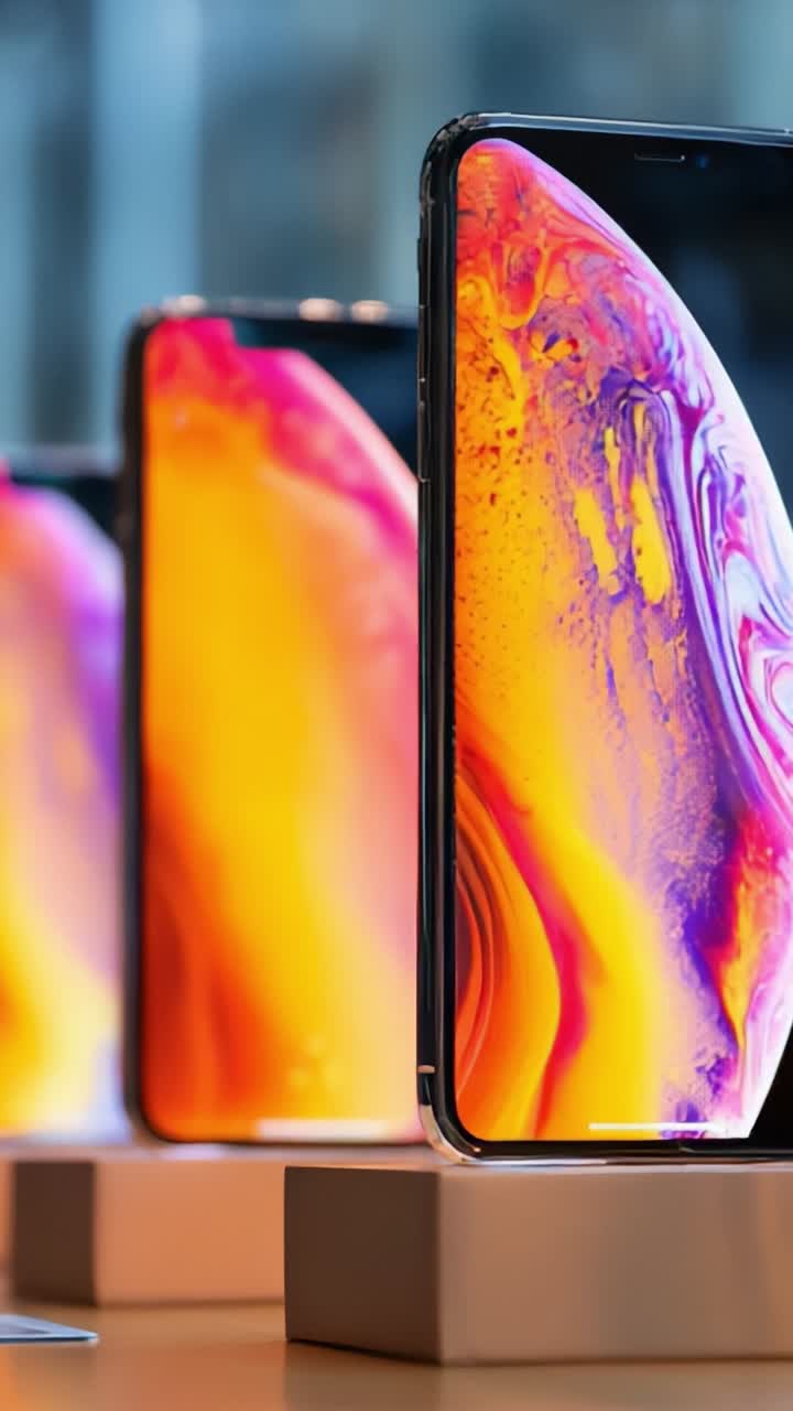 Showcasing Modern Smartphones with Vibrant Displays and Sleek Designs in a Contemporary Setting, Highlighting Innovation in Mobile Technology and Electronics