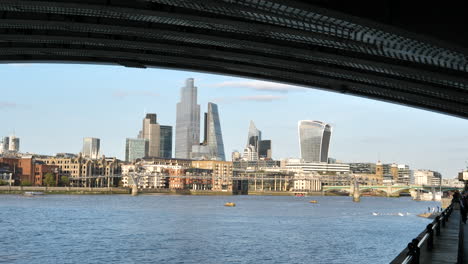 The-City-Of-London-Skyline-With-The-Leadenhall-Building,-Known-As-The-Cheesegrater-In-UK---wide-shot