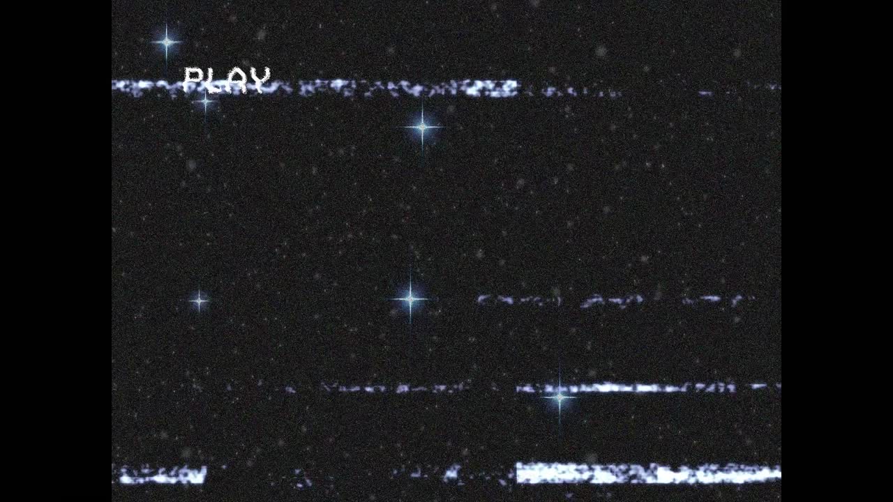 검은색 배경에서 움직이는 별에 대한 간섭과 함께 재생 인터페이스 화면의 애니메이션