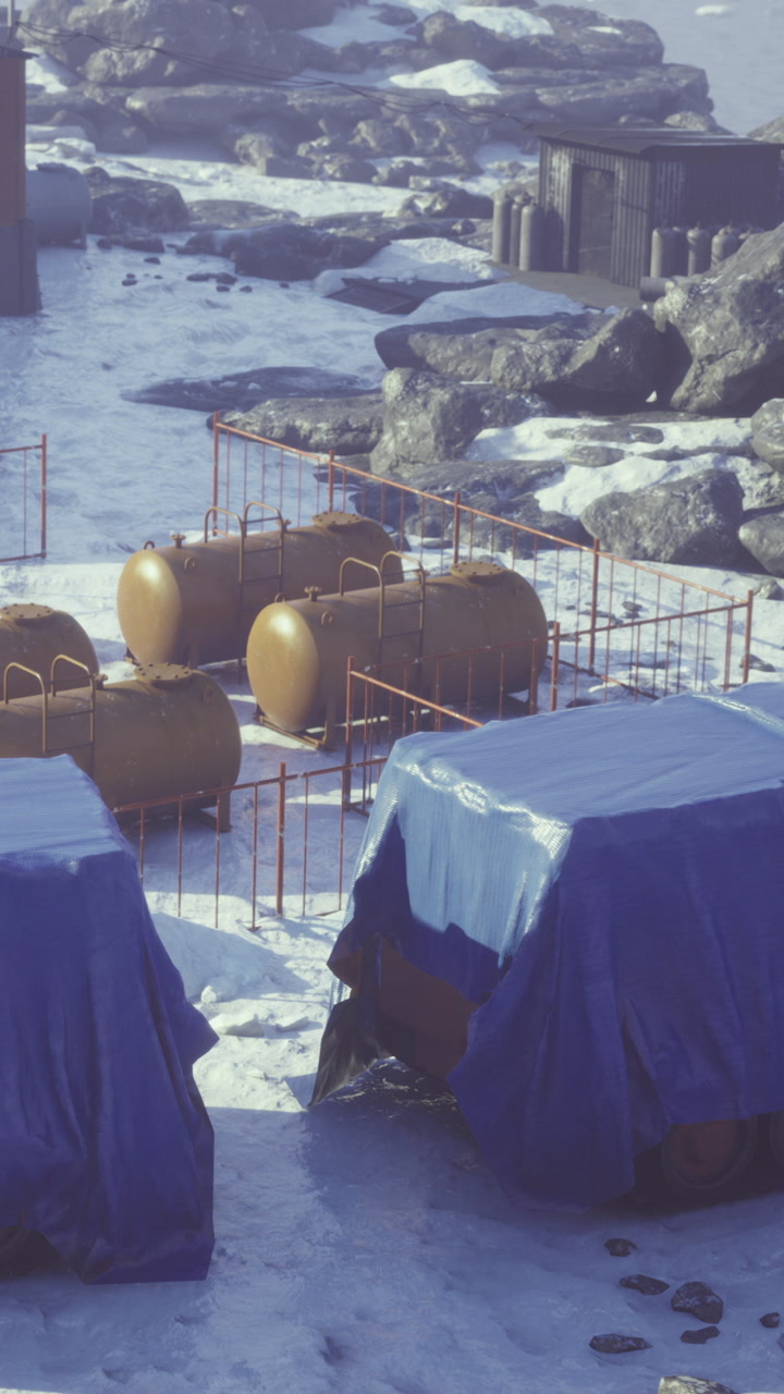 Exploring the frozen landscape with concealed structures and storage tanks