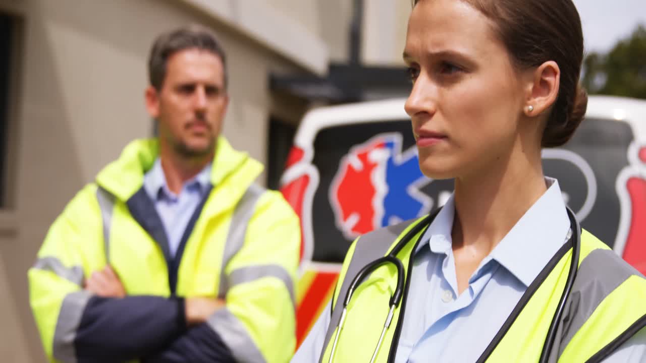 Portrait of two ambulance colleagues