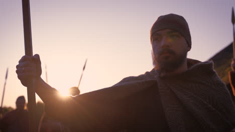 viking warrior at sunset
