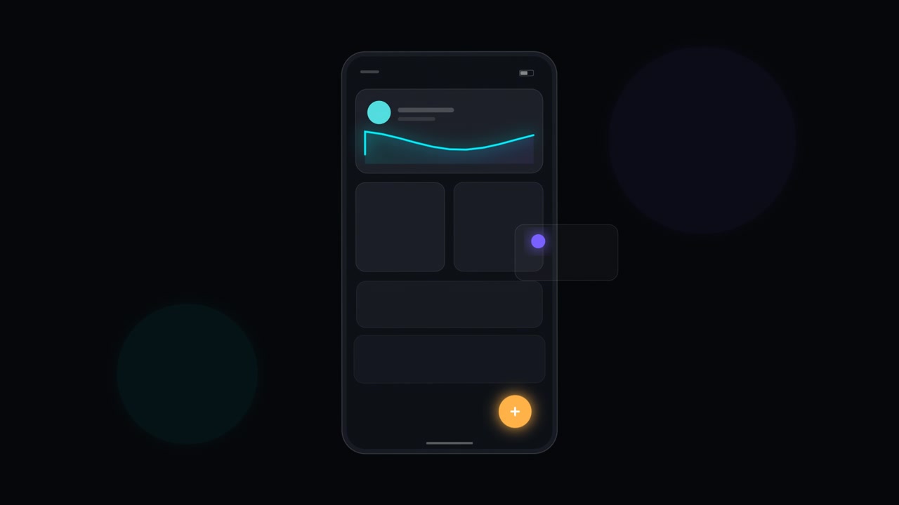 Animazione dell'interfaccia di un'app mobile con visualizzazione dati