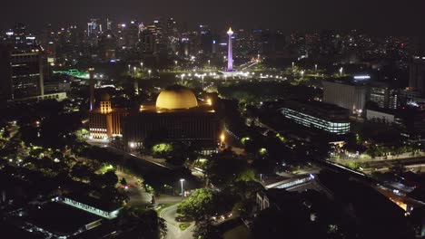 scenery of istiqlal mosque with national monument