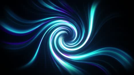 abstract background. bright swirl on black background. the concept of space - time. cold blue color. 3d animation.