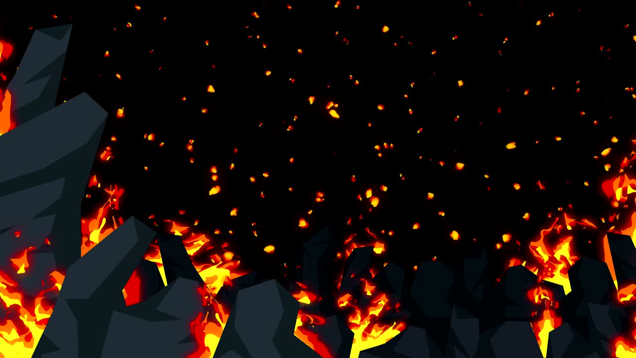 animación abstracta del mal, fondo del infierno apocalíptico, llamas de fuego en el desierto espeluznante,