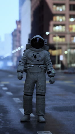 astronauta caminando por una ciudad