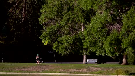 People-walking-in-slow-motion-in-Denver-City-Park