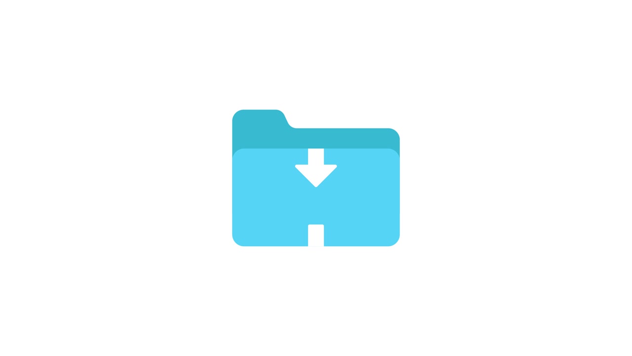 Folder icon with downloading files animation isolated on white background