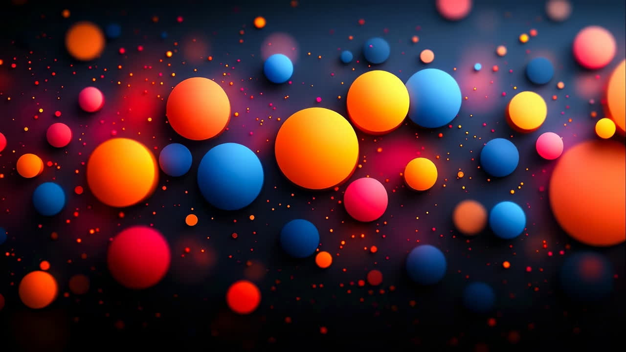 Bright spheres in vivid space. Colorful spheres on a dark background create a vibrant and dynamic visual experience