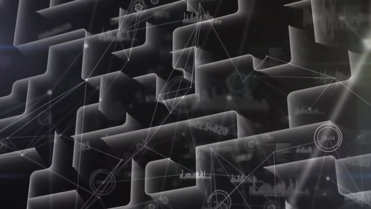 미로를 가로질러 연결 네트워크의 애니메이션