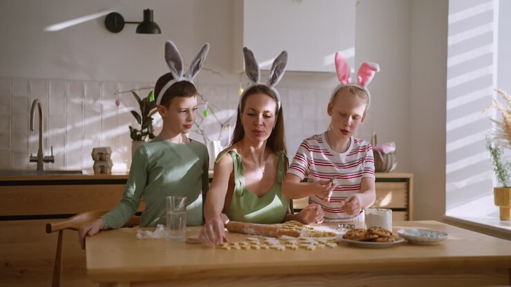 Family Baking Easter Cookies